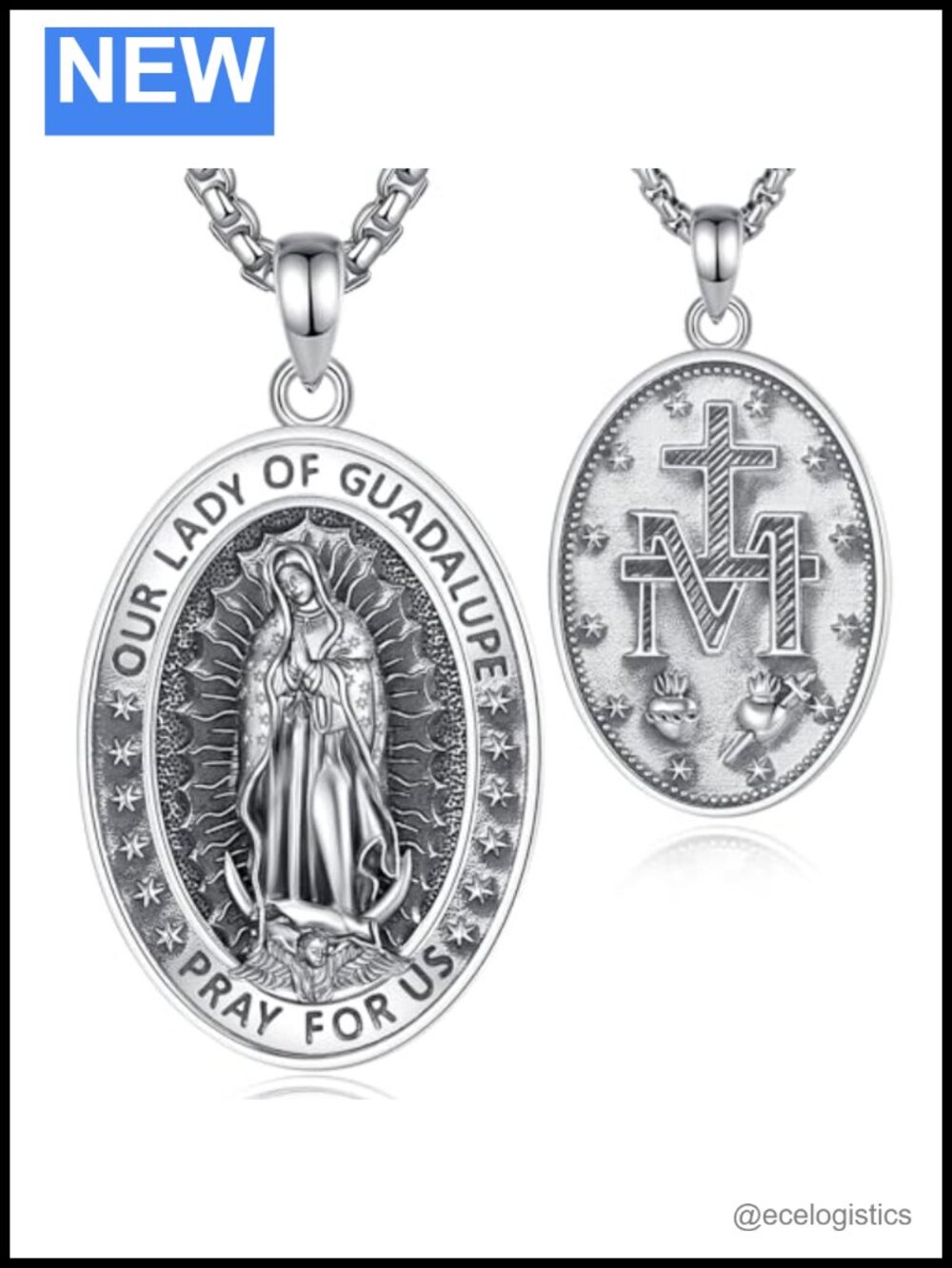 EUDORA 925 Sterling Silver Patron Saint Necklace Medal Unisex